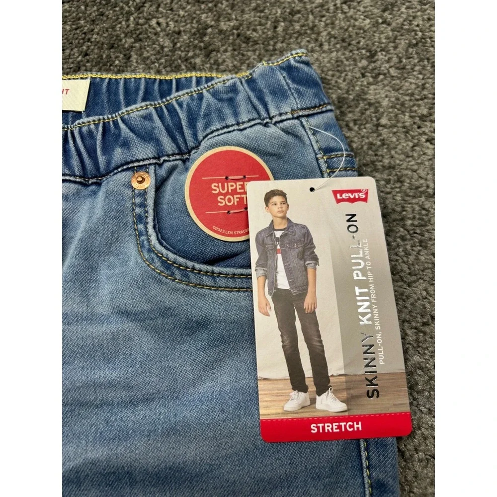 Levis Boys Skinny Knit Pull-On Jeans Light Wash Stretch Denim Size 12 Reg 26x27